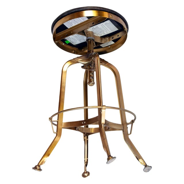 2000 - 2009 Vintage Restoration Hardware Brass Adjustable Stool For Sale - Image 5 of 8