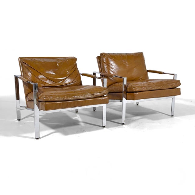 Baughman at his best, this clean-lined design features architectural frames of chromed steel that support an upholstered...