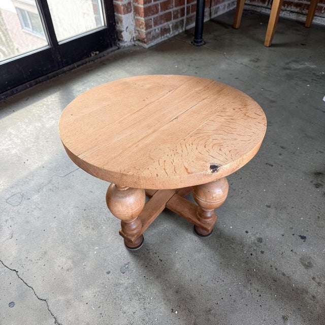 Mid-20th Century Brutalist Round Oak Coffee Table, Denmark For Sale - Image 6 of 7
