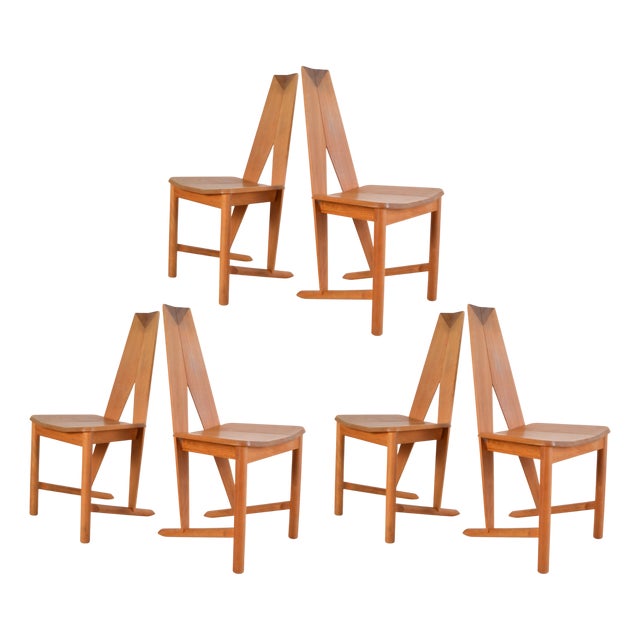 Dining Chairs in Beech by Søren Nissen & Ebbe Gehl for Seltz, France, 1980s, Set of 6 For Sale