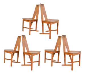 Dining Chairs in Beech by Søren Nissen & Ebbe Gehl for Seltz, France, 1980s, Set of 6