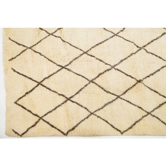 Ivory Ivory Contemporary Moroccan Style Oversize Wool Rug With Geometric Design For Sale - Image 8 of 10