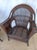 Coastal 1980s Dark Brown Wicker Rattan Armchairs High Rounded Backs and Open Side Cutouts Set of 2 For Sale - Image 3 of 7
