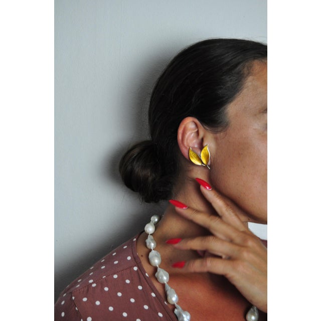 Paint Mid-Century David Andersen Sterling Silver and Enamel Ear Clips, 1950s, Set of 2 For Sale - Image 7 of 9