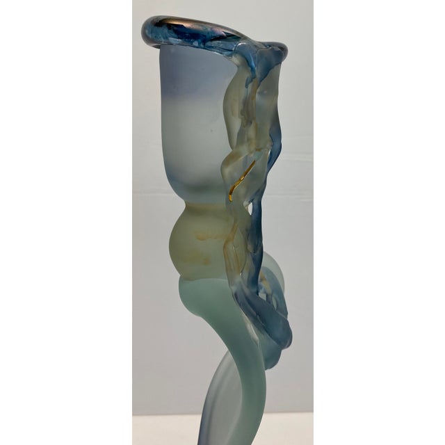 Crystal De Bayel Bacchus Erte Elite Etched Art Glass Trumpet Vase For Sale - Image 4 of 7