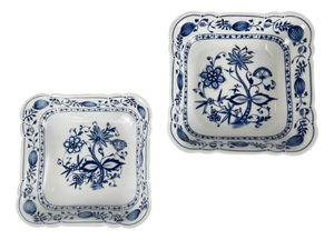 Square Blue Onion Porcelain Dishes from Kahla, East Germany, 1960-1980, Set of 2