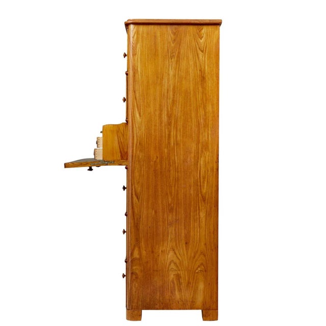 Brown Tall 19th Century Elm Secretaire Chest of Drawers For Sale - Image 8 of 12