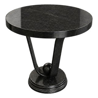 Round Black Wooden Table, 1980s For Sale