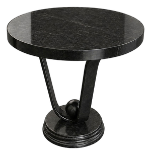 Round Black Wooden Table, 1980s