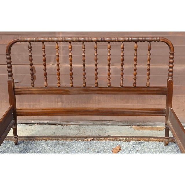 Late 19th Century Late 19th Century Walnut Spool Full Size Bedframe For Sale - Image 5 of 6
