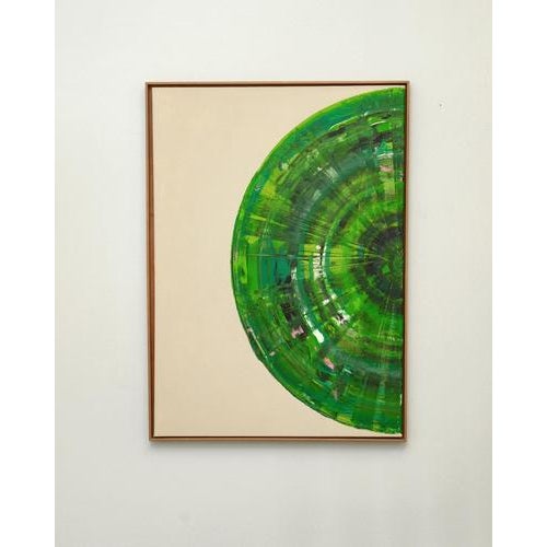 Bernhard Lang, Green Circle Diptych I, Paintings on Canvas, Framed For Sale - Image 6 of 13