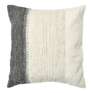 Boho Style Modern Ivory Wool and Cotton Pillow For Sale