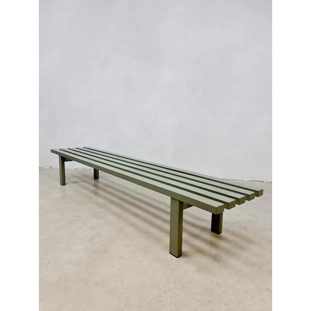 1960s Vintage Metal Slatted Bench, 1960s For Sale - Image 5 of 5