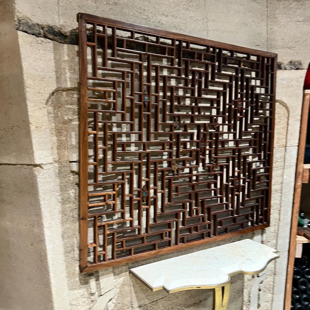 Chinese 1930s Early Chinese Wood Screen Asian Wall Art For Sale - Image 3 of 11