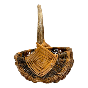 Vintage Asian Natural Wood Woven Basket