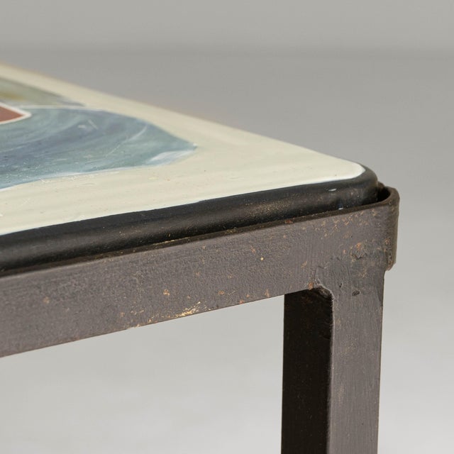 20th Century Italian Metal Coffee Table with Artistic Enamel Top For Sale - Image 13 of 18