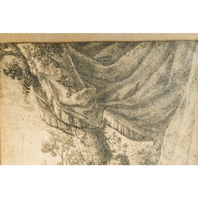 18th Century Neoclassical Antique 18th-Century Engraving Print Nude Woman Swan Gilt Frame For Sale - Image 5 of 9