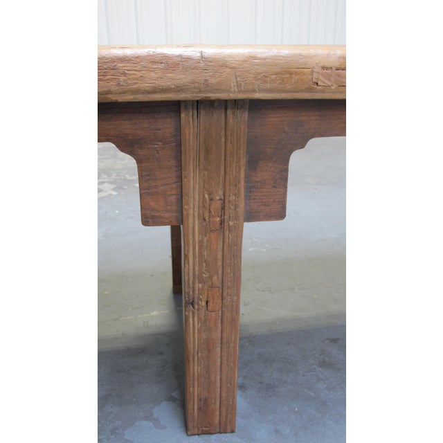 Brown 78" Inch Long Elm Bench For Sale - Image 8 of 8