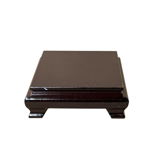 Asian 10.25" Reddish Brown Wood Rectangular Display Stand Riser Easel For Sale - Image 3 of 6