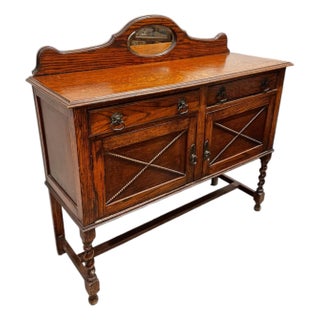 1980s Oak Sideboard Buffet For Sale