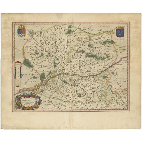 Antique Blaeu Map of Anjou, 1642 For Sale - Image 3 of 12