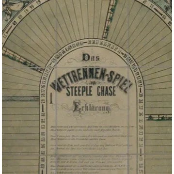 Classic c1910s Baden Baden, Germany 'Das Wettrennen-Spiel', Steeple Chase (framed) (100 slots) game board with great...