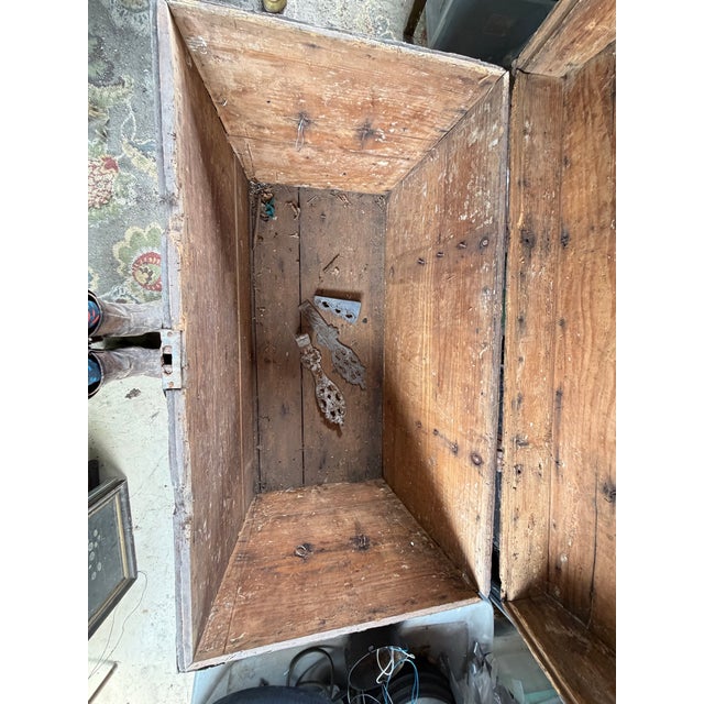 Metal Antique Wooden Chest With Ornate Iron Fittings For Sale - Image 7 of 12