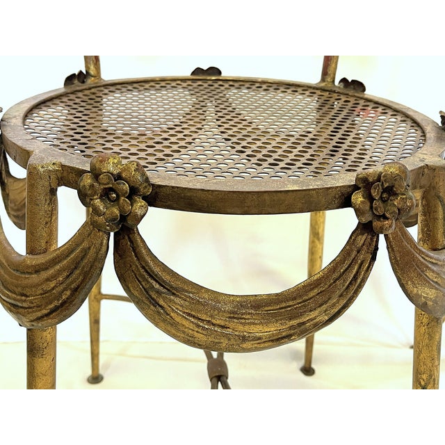 Vintage 1930's Italian Hollywood Regency Floral and Swag Vanity With Stool For Sale - Image 9 of 12