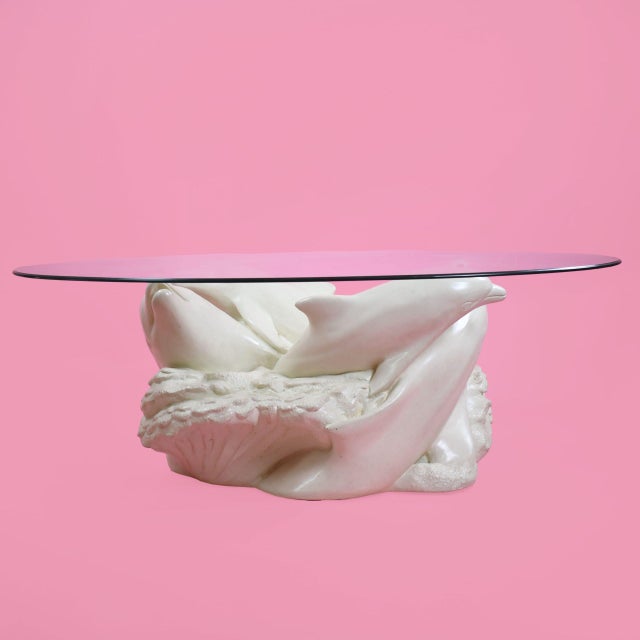 Late 20th Century 4 Dolphin Heads Coffee Table For Sale - Image 4 of 5