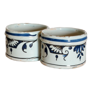 Antique Delft Faience Chinoiserie Presentier Double Dish Hand Painted