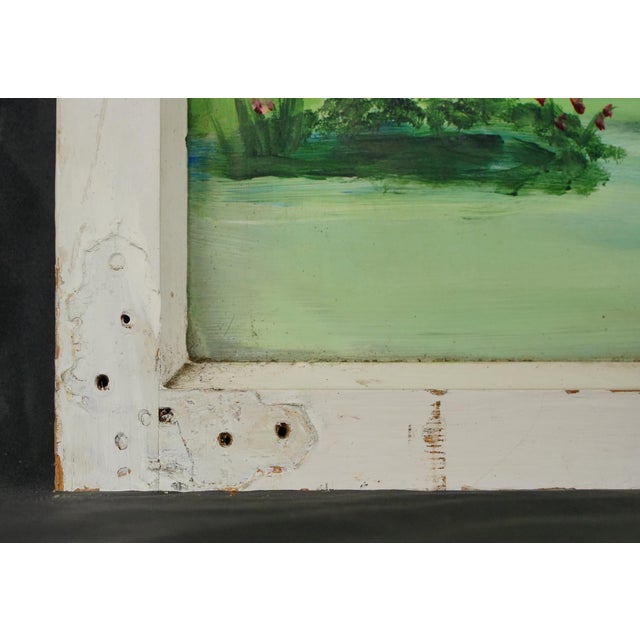 Hand Painted Landscape Reclaimed Window Wall Art For Sale - Image 10 of 16