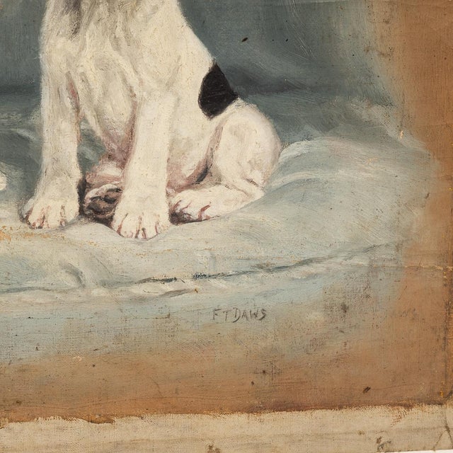 Frederick Thomas Daws, Parson Russell Terrier Pups, Oil on Canvas, 1930 For Sale - Image 4 of 6