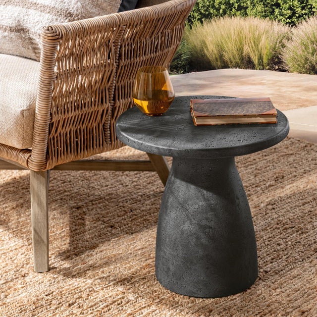 Charcoal Hourglass Outdoor Side Table For Sale In Los Angeles - Image 6 of 6