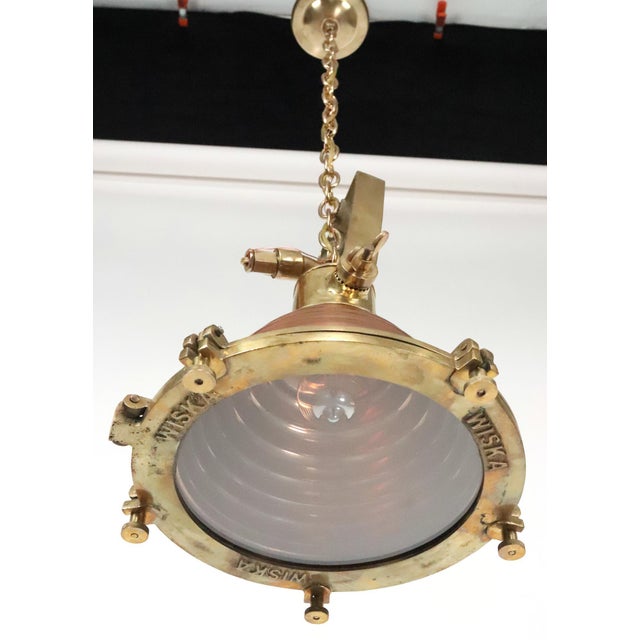Mid 20th Century Wiska Nautical Copper & Brass Beehive Wiska Spotlight Pendant Light For Sale - Image 13 of 13