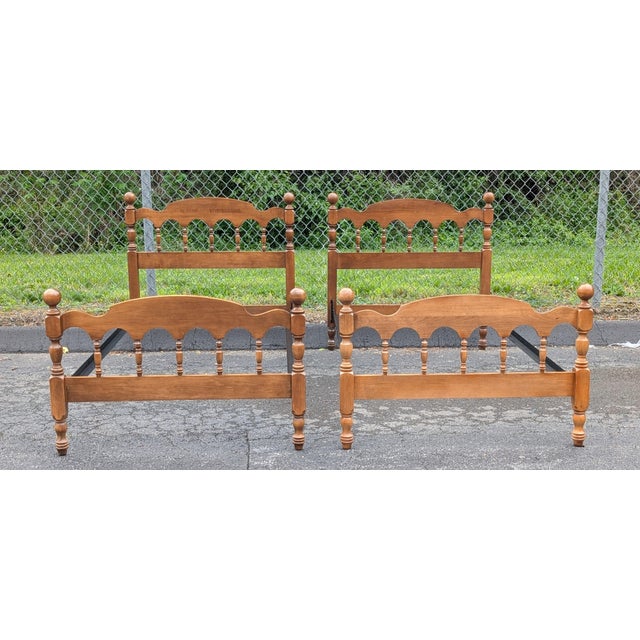 Vintage Twin Size Maple Cannonball Bed Frame - A Pair For Sale - Image 11 of 11