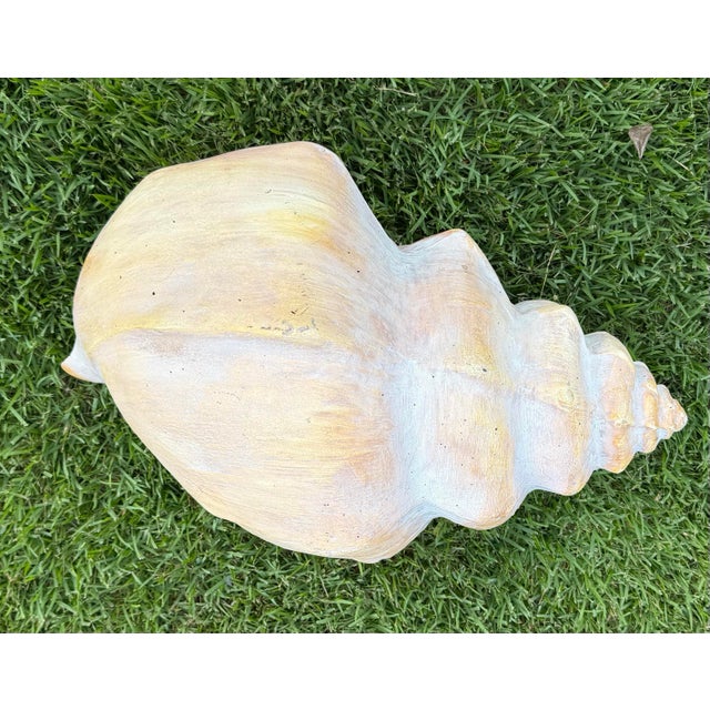 Ivory Vintage Oversized Hand-Painted Oversized Conch Shell Sculpture For Sale - Image 8 of 12