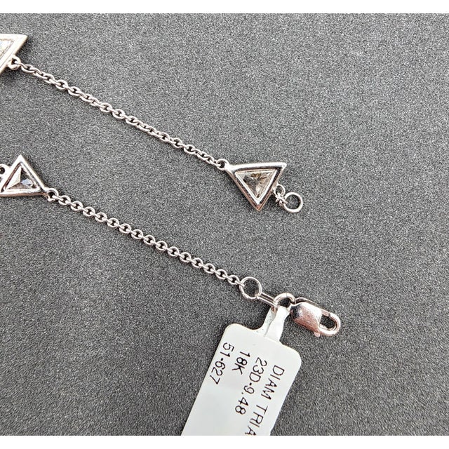 Metal 9.48 Ct Trillion Diamond by the Yard Necklace For Sale - Image 7 of 9