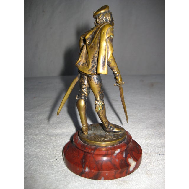 Pair of French Bronze Statue of Musketeer Signed Emile Guillemin 19 Century For Sale - Image 9 of 12