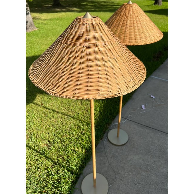 Coastal 21st Century Lillian August Coastal Rattan Floor Lamp For Sale - Image 3 of 8