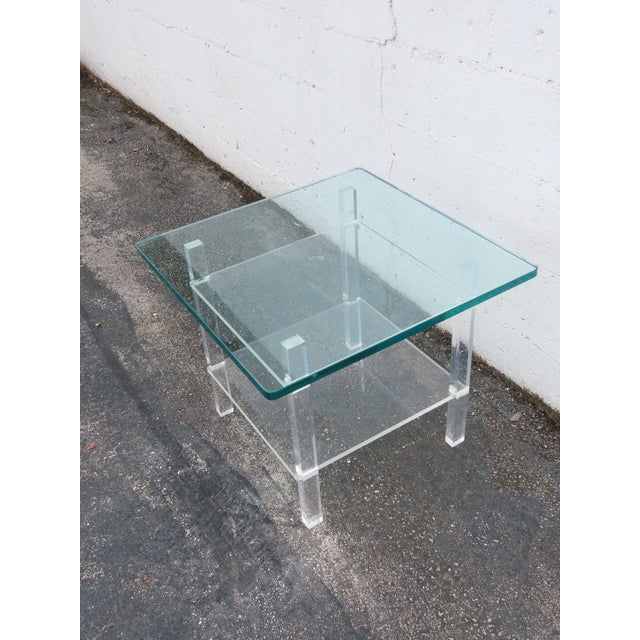 Hollywood Regency Lucite Glass Top Side End Table 6382 For Sale - Image 14 of 15