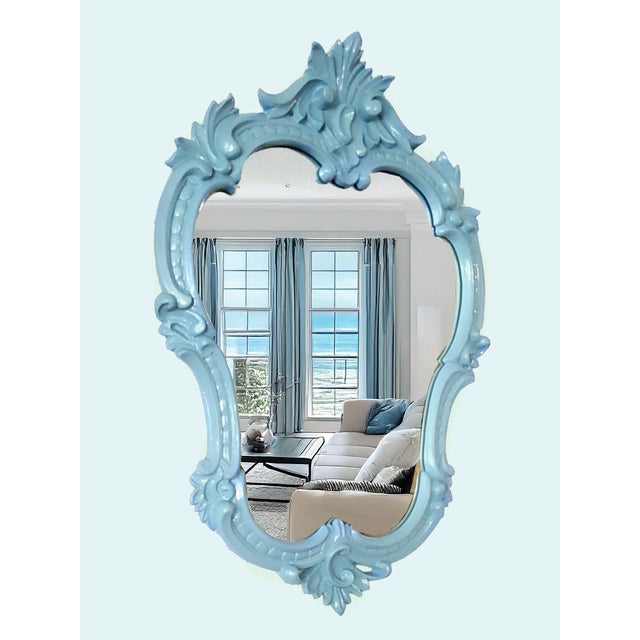 Blue Wall Mirror French Blue Restored For Sale - Image 8 of 8