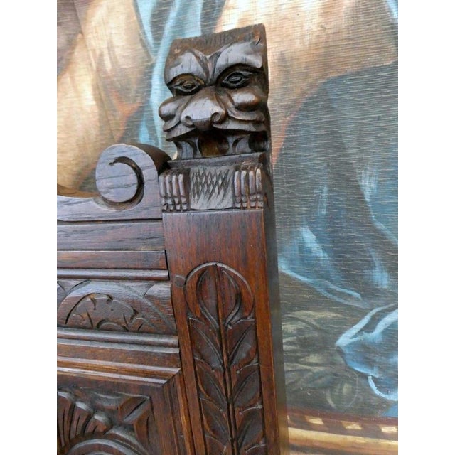 Antique Victorian Carved Country Oak Settle Bench, 1830 For Sale - Image 9 of 18