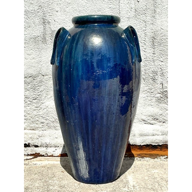 Late 20th Century Vintage Boho Monumental Glazed Ceramic Urn For Sale - Image 5 of 10