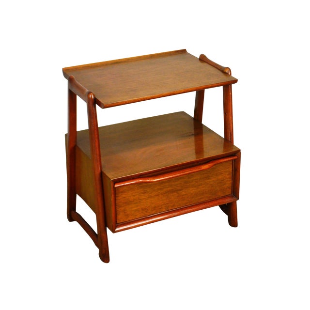 Mid Century Modern Mahogany 2 Tier Nightstand by Hickory Chairish