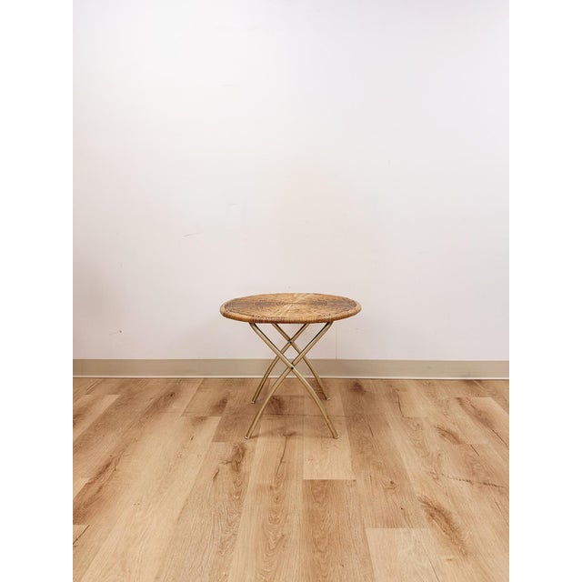 This chic vintage wicker and chrome woven folding side table is a stylish and practical coastal and boho accent find. The...