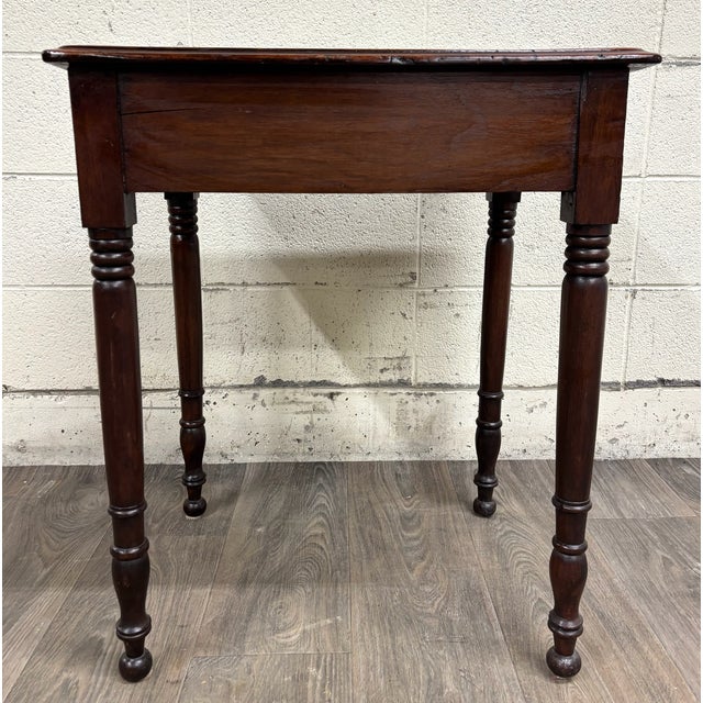 Antique Sheraton Style Oak Nightstand Lamp Table Work Table For Sale - Image 9 of 9