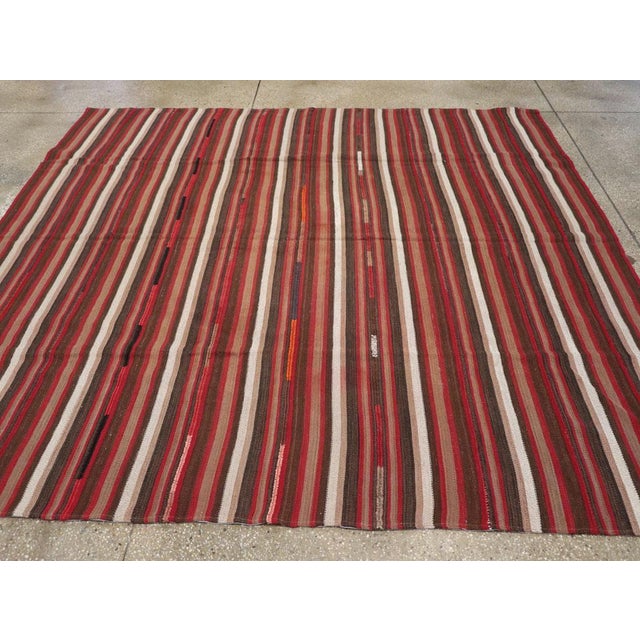 Galerie Shabab Collection Mid-20th Century Handmade Turkish Flatweave Kilim Square Area Rug For Sale - Image 4 of 8