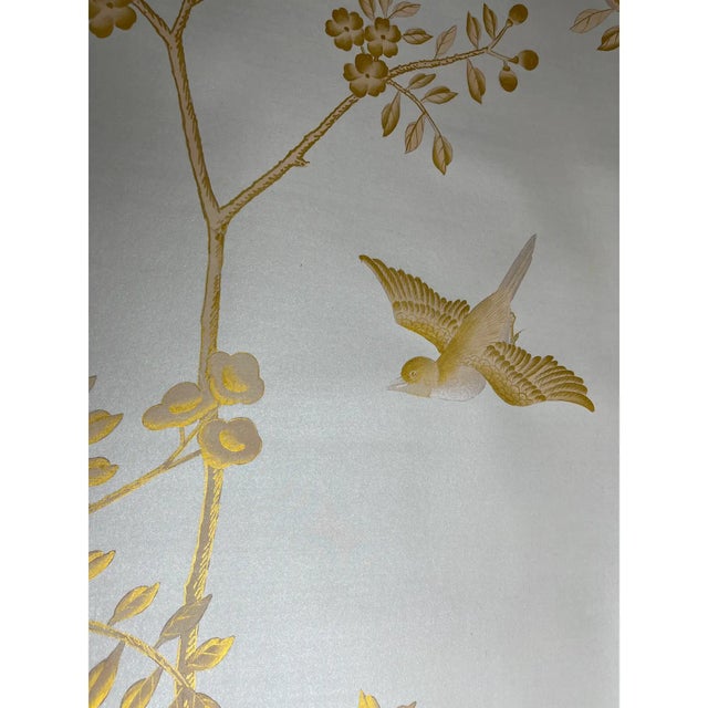 Chinoiserie Chinoiserie Floral Mural Hand Painted Wallpapers - 4 Panels For Sale - Image 3 of 4