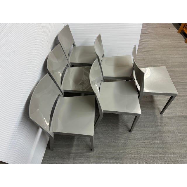 Gray Piero Lissoni for Kartell Lizz Stacking Chairs, Set of Six For Sale - Image 8 of 12