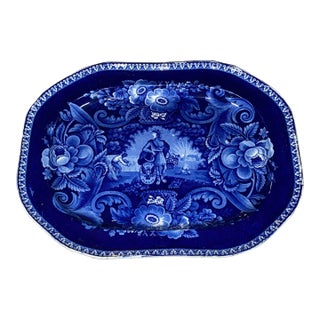Early 19th Century Historical Staffordshire Blue Platter Peace and Plenty Patriotic For Sale